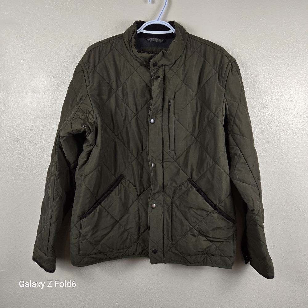 J.Crew Sussex Quilted Jacket with PrimaLoft Size L Olive Green Zipper Damage‎ +